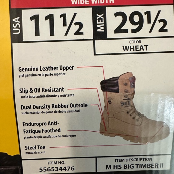 M HS Big Timber II Wheat Steel Toe Boots - Picture 11 of 12